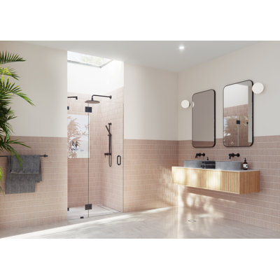 Halo 36.5 in. x 78 in. Frameless Glass Hinge Shower Door