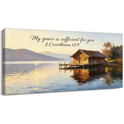 Art biblique verset biblique - coucher de soleil au bord du lac Serene
