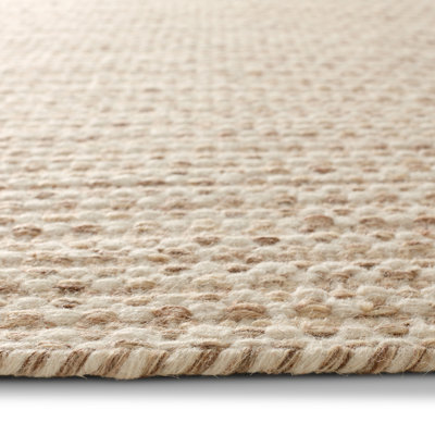 Midford Geometric Handwoven Flatweave Wool Beige Area Rug