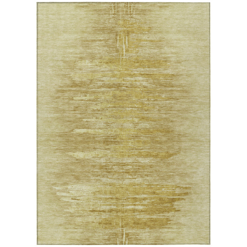 Tapis intérieur lavable abstrait doré et blé 5 pi x 8 pi