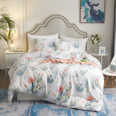 Cotton Percale Floral Duvet Cover
