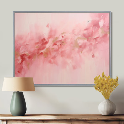 Gold And Pink Minimal Abstract River II - Fuschia Large Wall Art