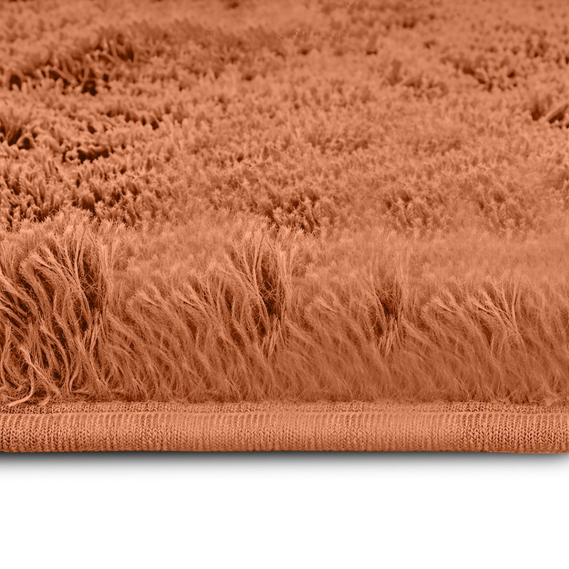 Soft Fluffy Living Room Large Area Rug, Rust, Rectangle 160 x 230 cm