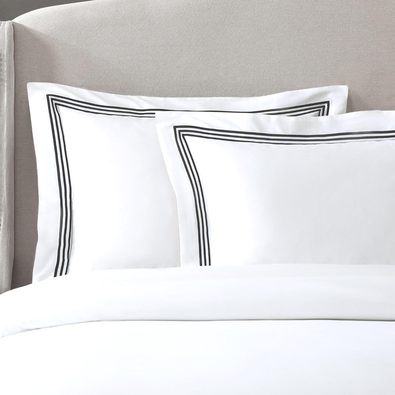 Triple Luxe Sateen Duvet Cover Set , Queen Duvet Cover + 2 Standard Shams, White/Black