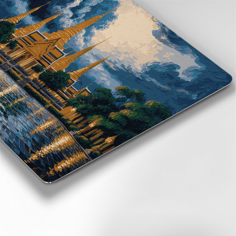 Art mural bleu en villes, cités, Thaïlande, H 11 po x l 14 po