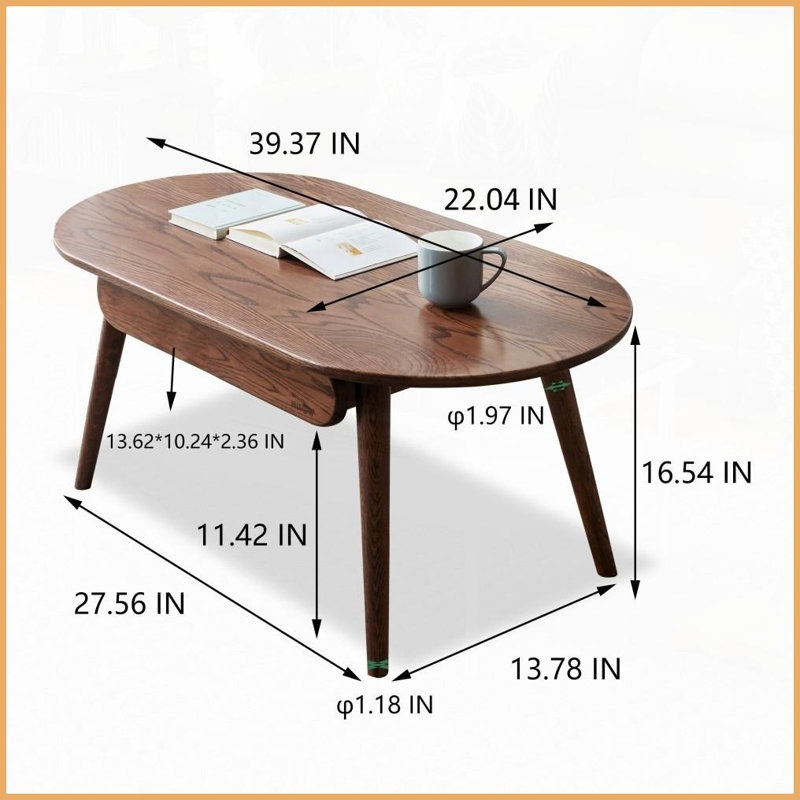 Table basse en bois massif avec tiroirs pour le salon, facile à assembler et amp; Propre