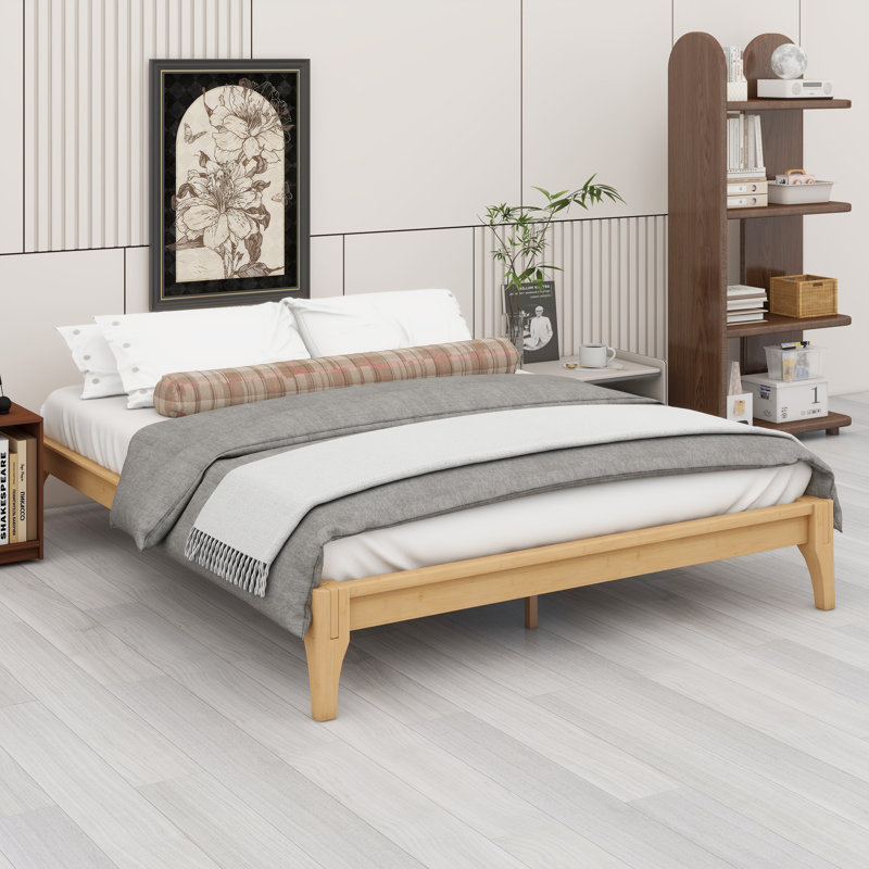 Solid Dry Bamboo Wood Platform Bed, Natural