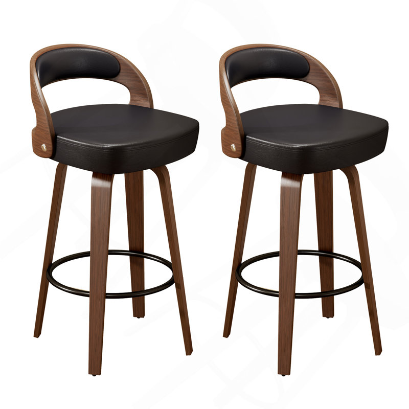 Ensemble de 2 tabourets de bar de 26,8 po à hauteur de comptoir pour îlot de cuisine avec tabourets de bar et pieds en bois massif