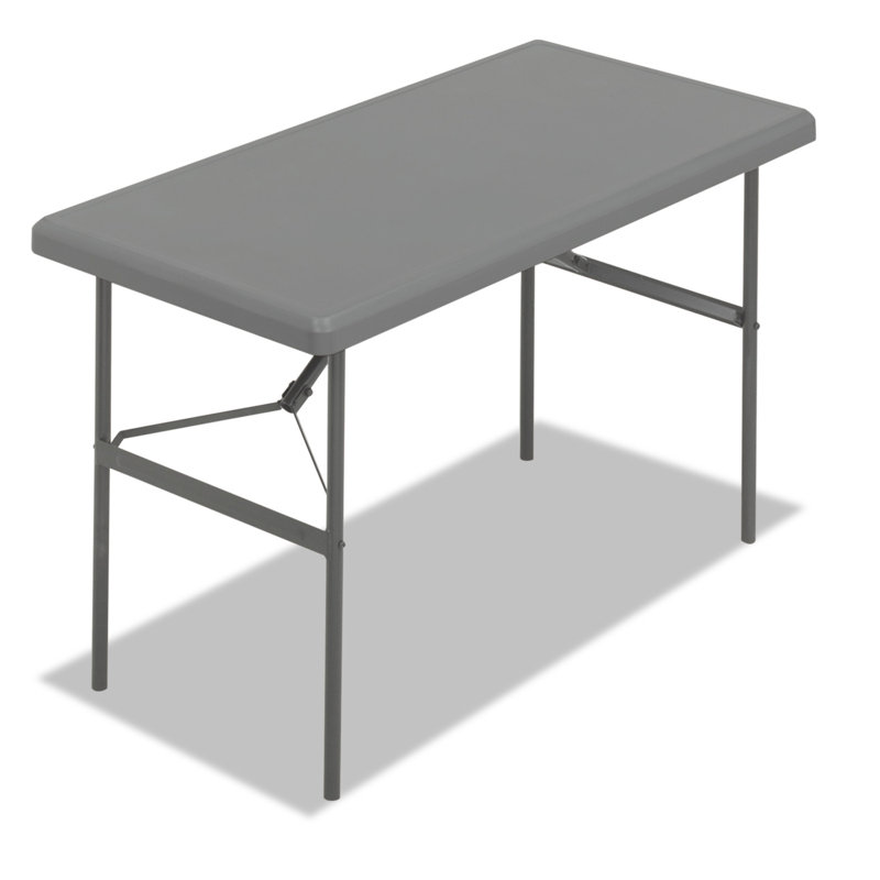 Charcoal Polyethylene 48" Folding Table with Steel Legs