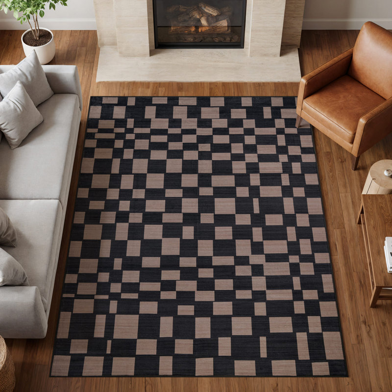 Lipsey Flatweave Checkered Indoor Rug, 5' x 7'