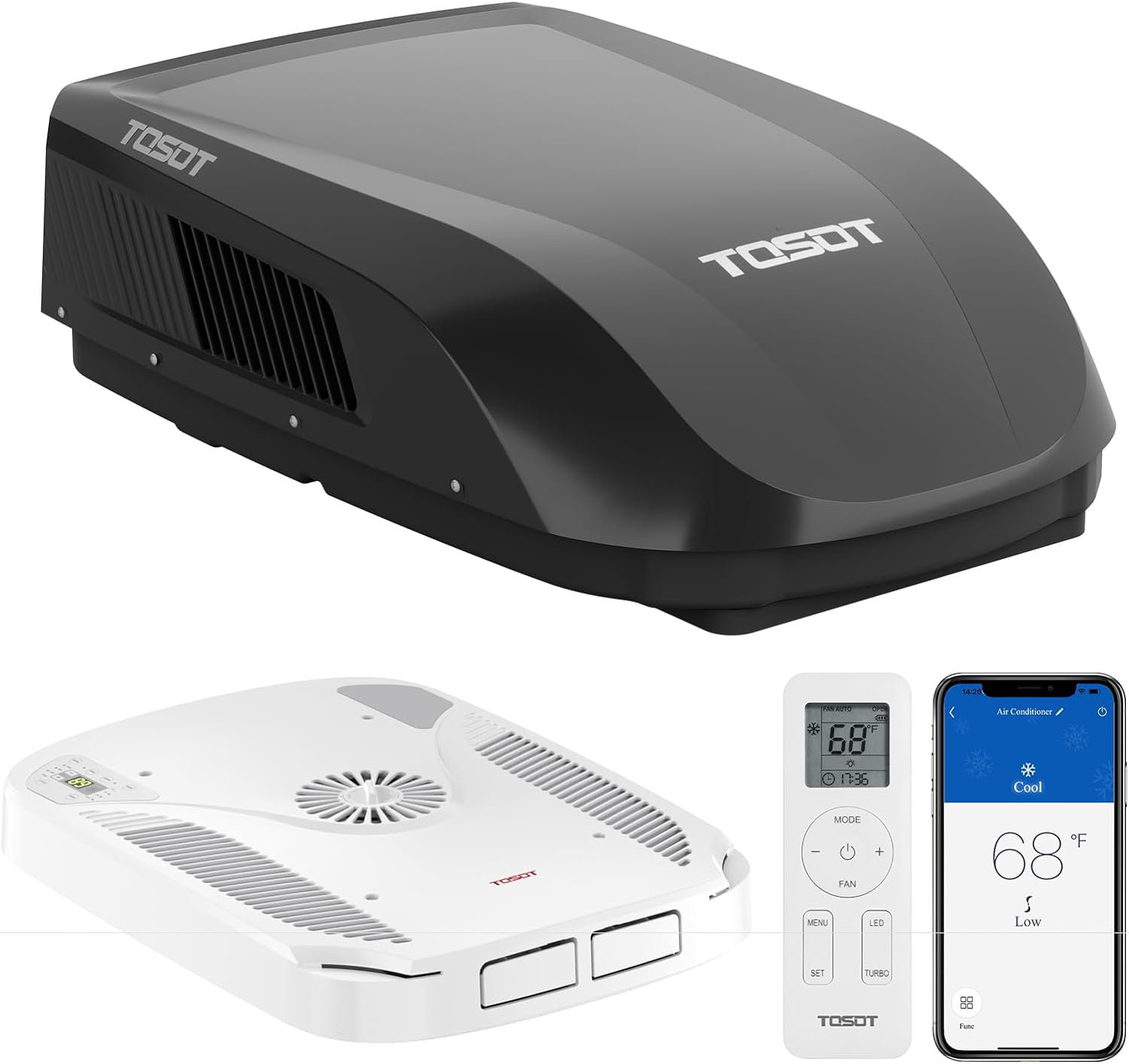 TOSOT 15000 BTU WiFi Connected RV AC with Heat Pump, for 250 Square