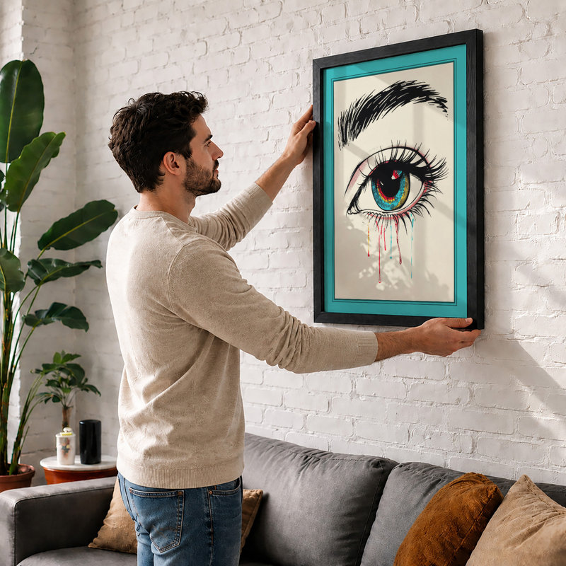 Tearful Gaze Modern - Framed Print, A1 - 84.1 x 59.4 cm, White