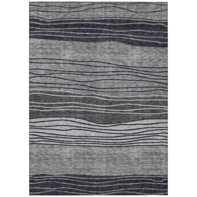 Washable Striped Indoor / Outdoor Rug