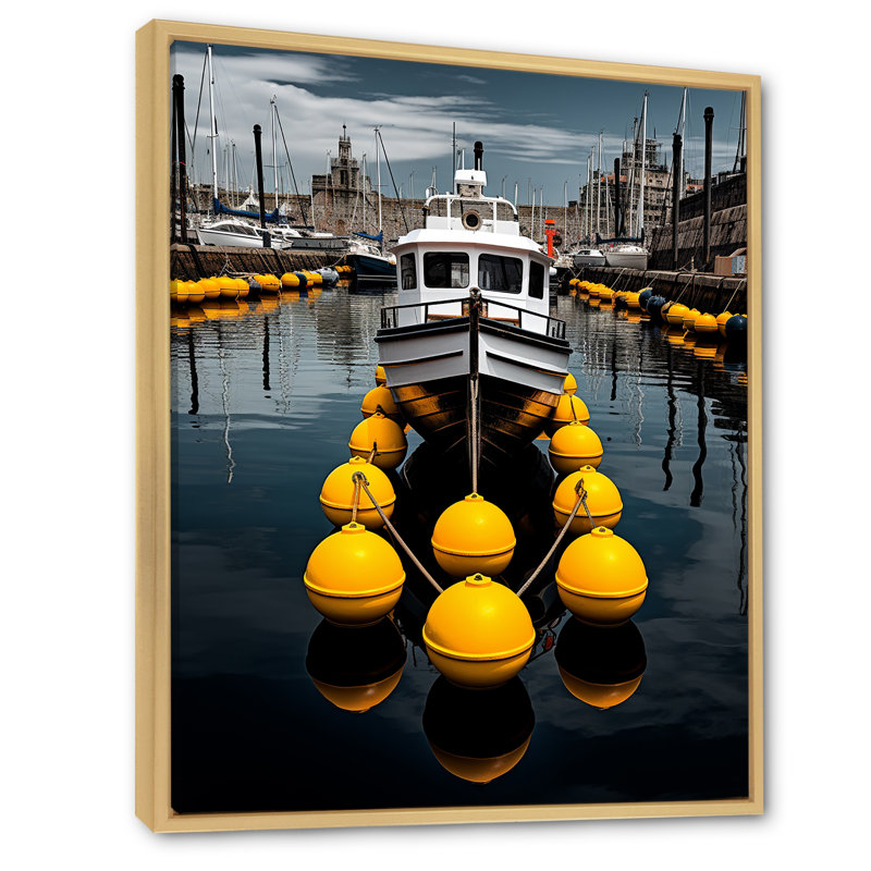 Port Wharf Reflections I - impression, H 20 po x l 12 po x P 1 po, Cadre naturel flottant