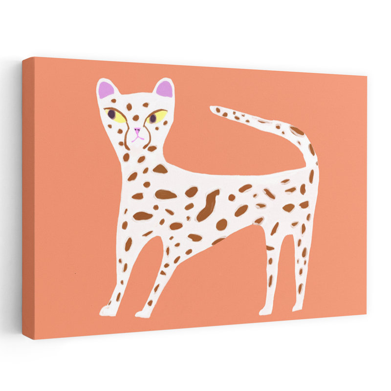 Art mural moderne minimaliste chat tacheté léopard, H 40 po x l 60 po