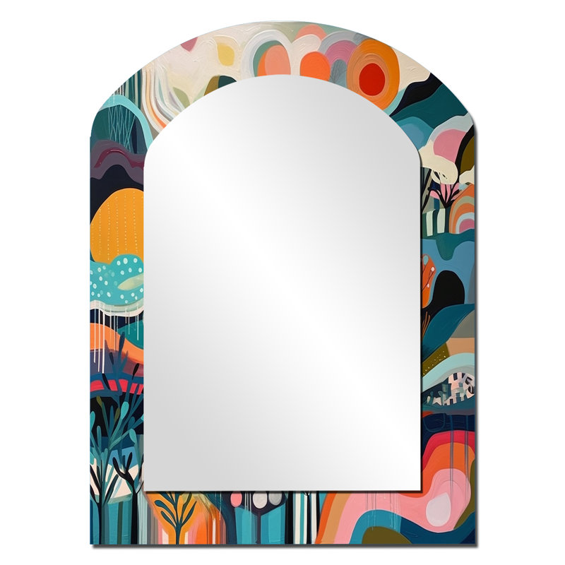«Blue Green Minimalims Explosion - Minimalisme», miroir décoratif asymétrique, 34 po x 25 po