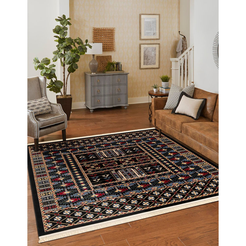 Tapis noir Aucun, Carré 6 pi 1 po