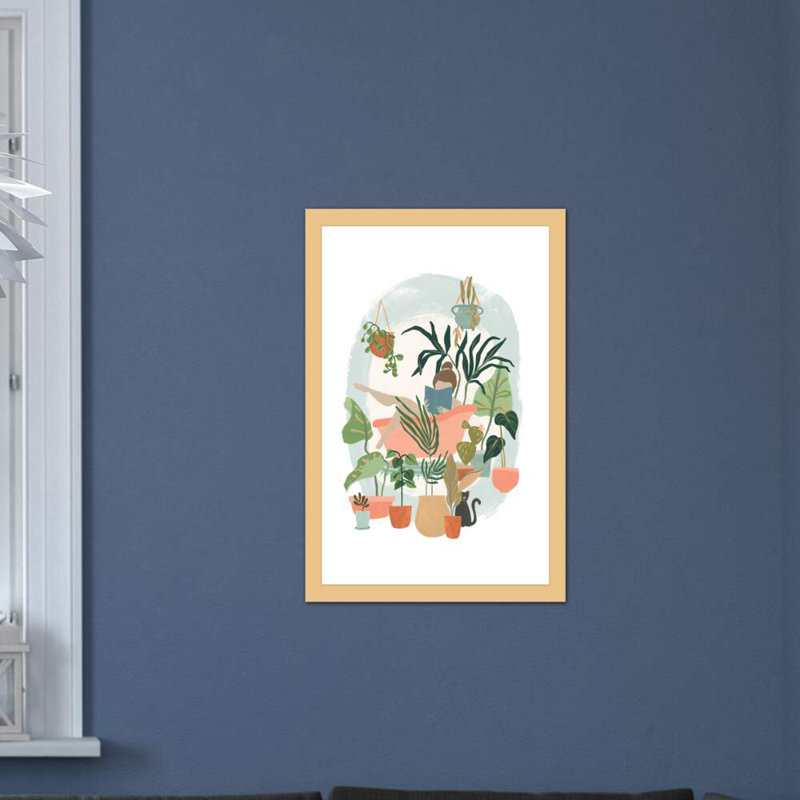 «Plant Lady Bath I» par June Erica Vess - reproduction, H 32 po x l 24 po x P 1 po, Papier avec cadre brun