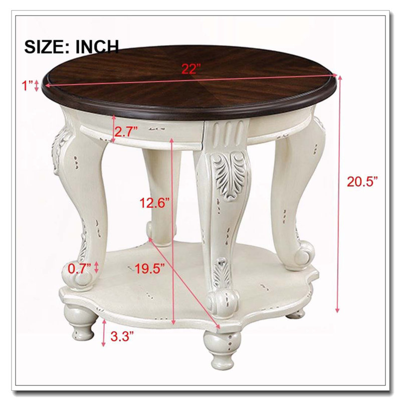 Table de bout ronde 22 po, Beige