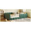 Lit tapissier en velours vert citrouille