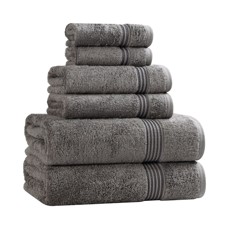 Oleg Heritage Egyptian Cotton Absorbent Luxury 6 Piece Bathroom Towel Set, Charcoal