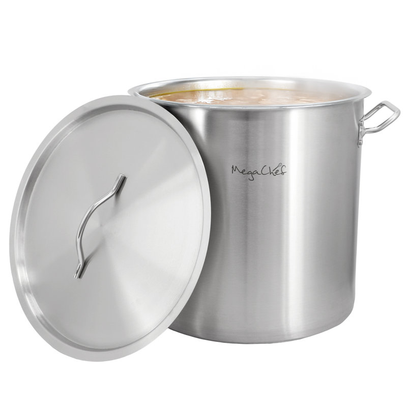 Marmite ronde en acier inoxydable avec couvercle MegaChef, 16.4"