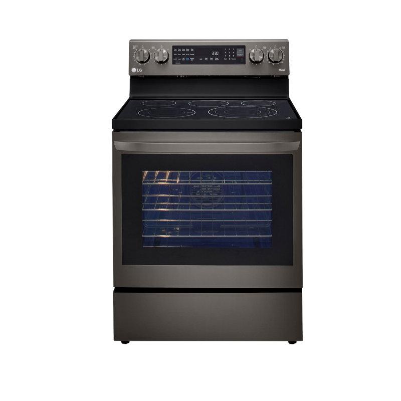 6.3 cu ft. Smart Wi-Fi Enabled True Convection InstaView Electric Range with Air Fry, Black Stainless Steel