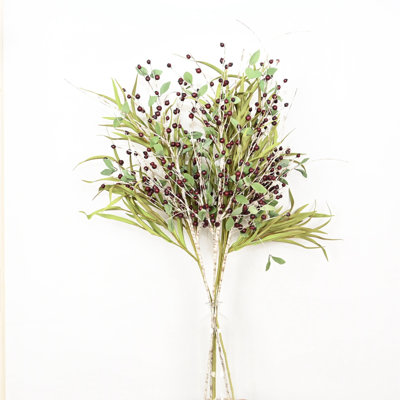 36" Artificial Berry Foliage Branch For Vase Filler, Farmhouse Birch Long Stem Grass Bulk Bouquet For Wedding Party Home Office Table Centerpiece Shelf Decorations