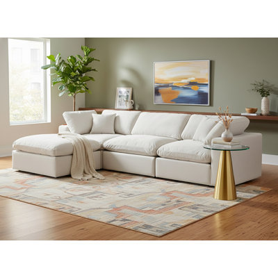 Kirstey Velvet L-Shaped Sectional Reversible