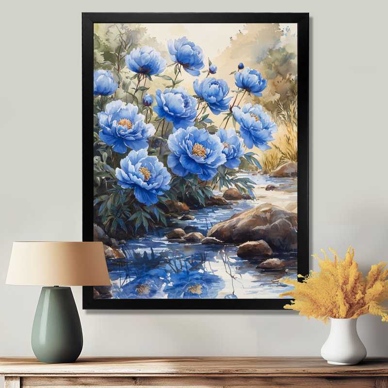 Clenard - Art mural floral, Noir, noir, noir, noir, H 20 po x l 12 po, Reproduction encadrée sans passe-partout