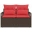  Canapé de jardin 2 places avec coussins en rotin de polyester brun-119273372-119273347
