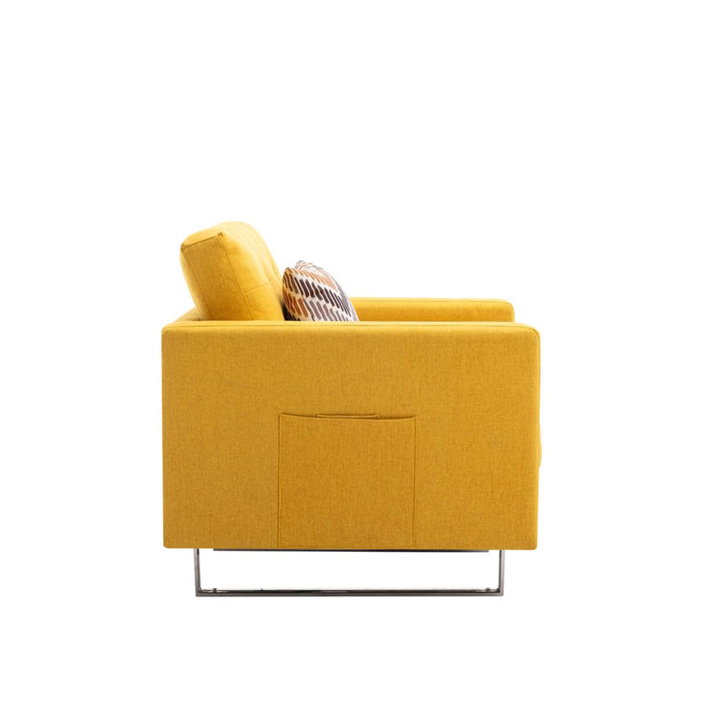Fauteuil de canapé confortable et moelleux avec dossier robuste pour la détente, Lin jaune