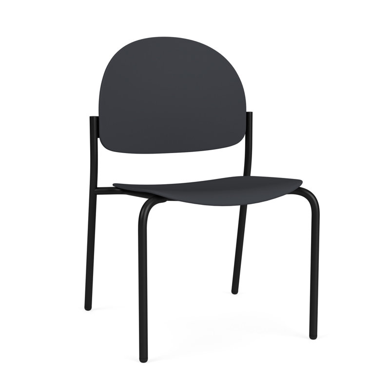 Chaise d'invité sans accoudoir Chat Chat, Argent, Onyx noir poly