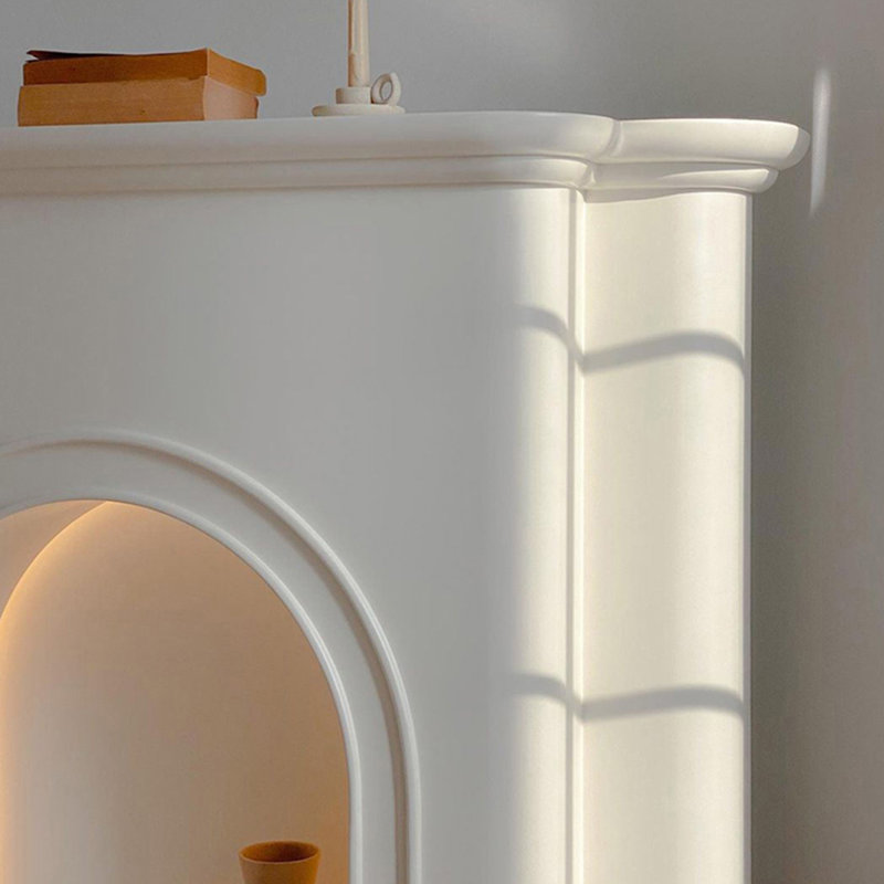 White Manufactured Wood Freestanding Fireplace