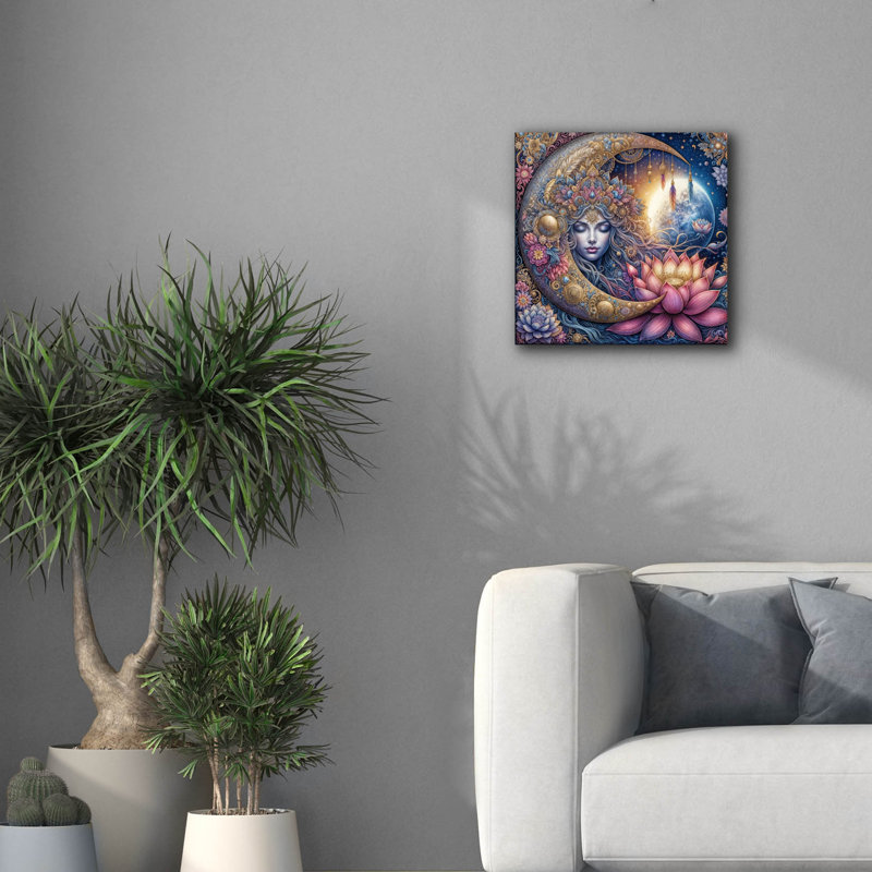  «Sleeping Moon» par Rey Klimt, art mural sur toile, 18 po x 18 po, H 18 po x l 18 po
