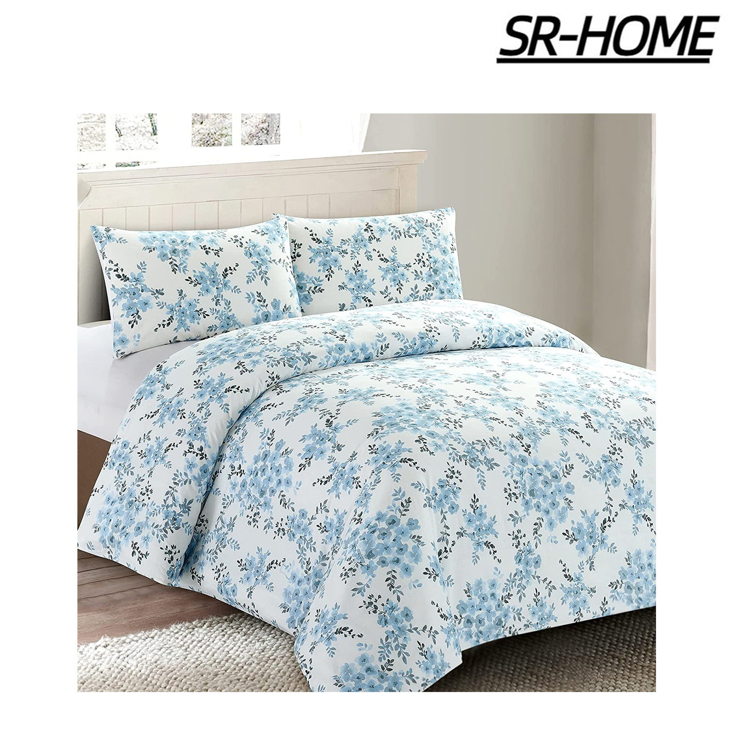 SR-HOME Cotton Floral Duvet Cover Set