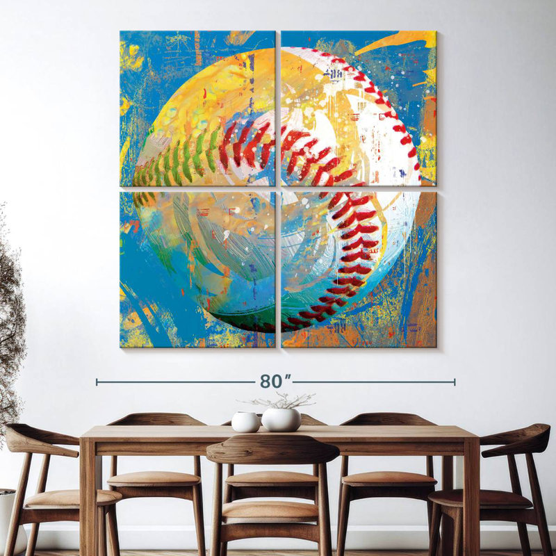 Sireci Baseball Paint Splash, 74" H x 74" W