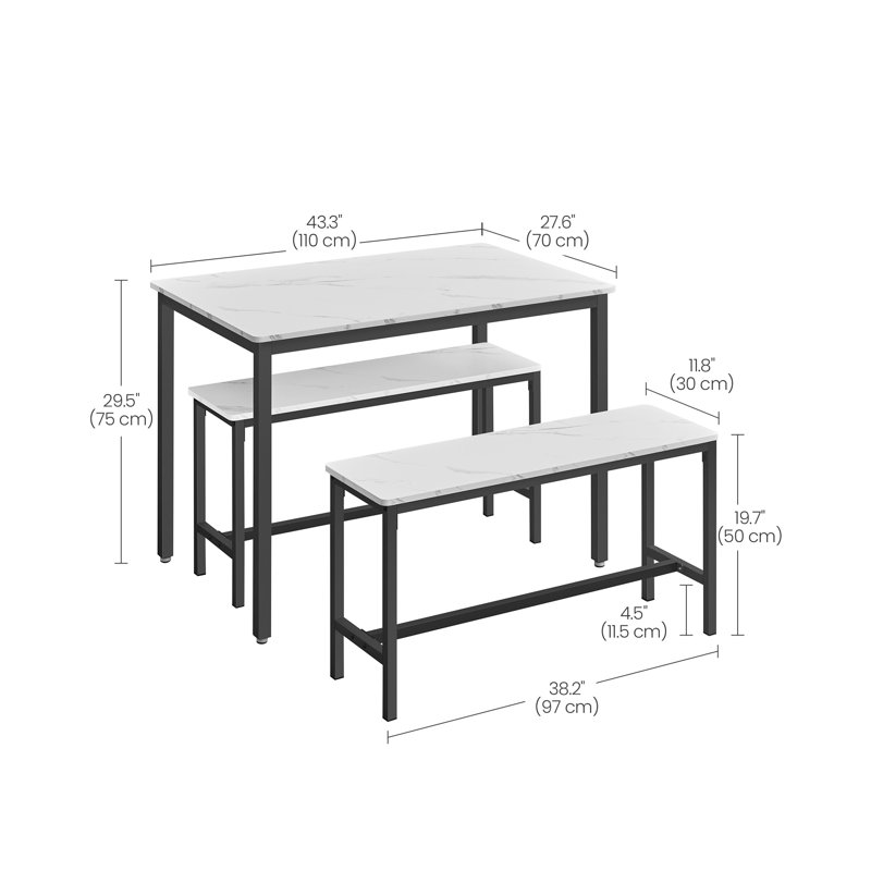 Franko 4 - Person Dining Set, Marble White