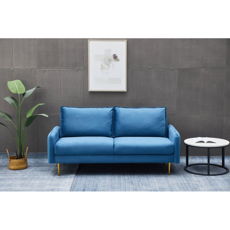 Emteas 57.3'' Velvet Loveseat, Prussian Blue Velvet, 34" H x 57.3" W x 32" D