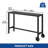 Rectangular Metal Outdoor Bar Height Table with Lockable Rolling Wheels, Black-1324385747