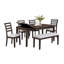 Wogy Dining Bench, Off White Fabric, Brown Wood Legs, 46 Inch