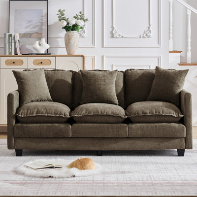 Canapé modulaire 71,7 po Cloud, canapé modulaire 3 places à assise profonde et 3 coussins décoratifs 71,7 po