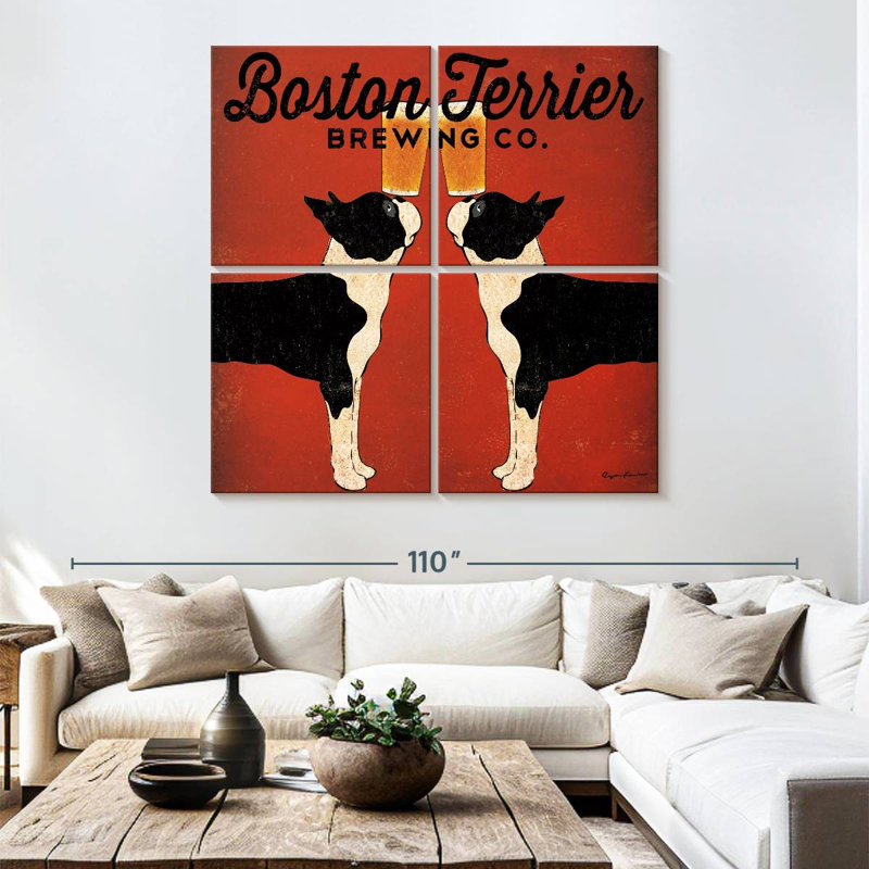 Plaque murale Kema Boston Terrier Brewing Co, H 74 po x l 74 po