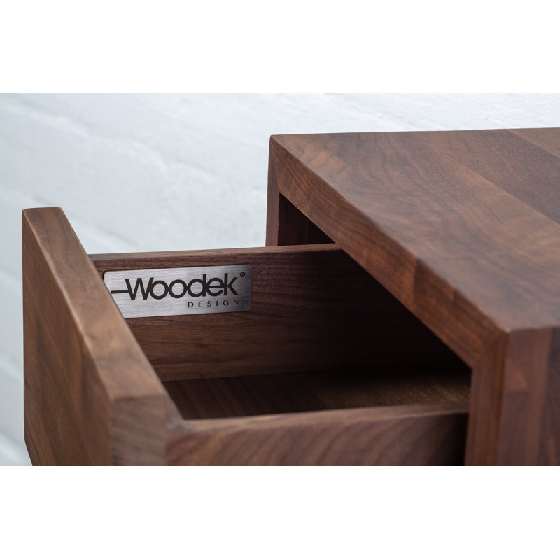 Solid Walnut Hardwood Nightstand With 1 Drawer | Floating Wall Shelf Scandinavian Style