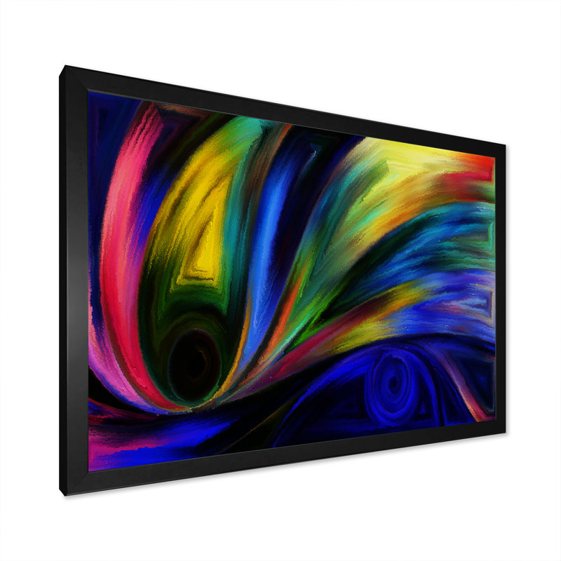 Multicolor Ink Curve Flow - reproduction de cadre flottant sur toile, Cadre noir, H 8 po x l 12 po x P 1 po