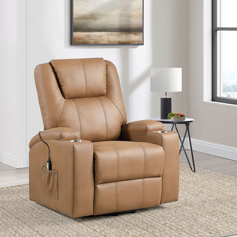 Fauteuil inclinable de massage Macklin, Similicuir chameau