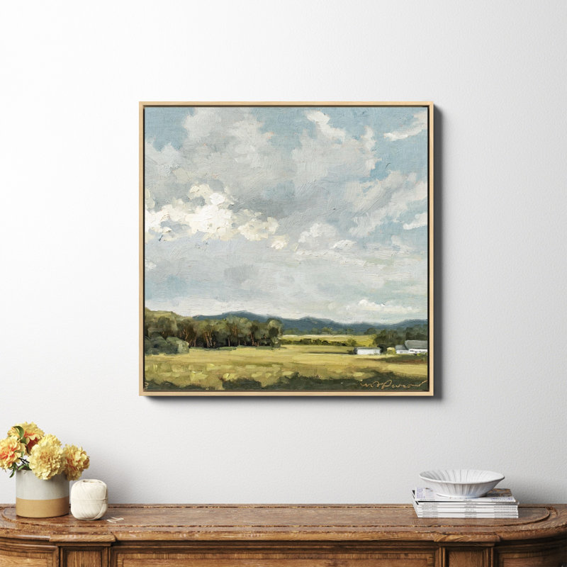 «Nice View No 8» encadré par Miss Mustard Seed, peinture, H 36 po x l 36 po x P 2 po, Toile avec cadre naturel, Non