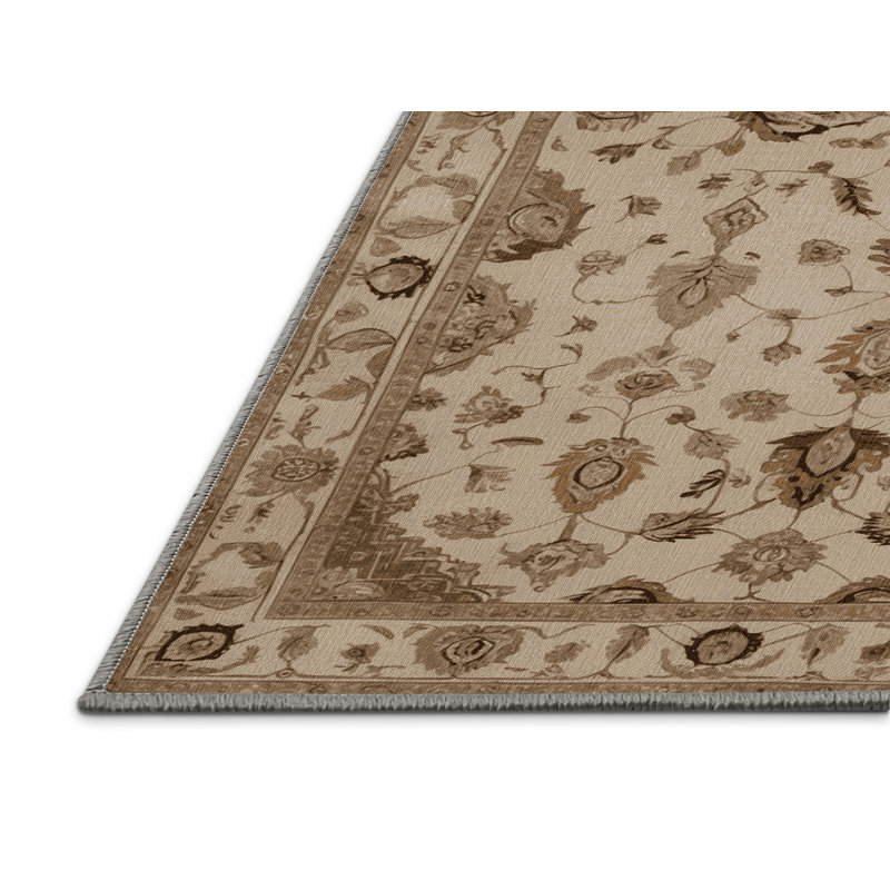 Machine Washable Tabriz Gray Area Rug, Rectangle 7' x 9'