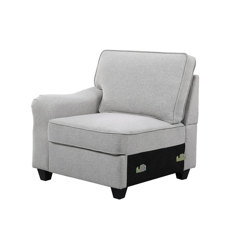 Leo 125" Light Gray Linen Modular L-Shape Sectional Sofa And Ottoman, 35" H x 125" W x 125" D