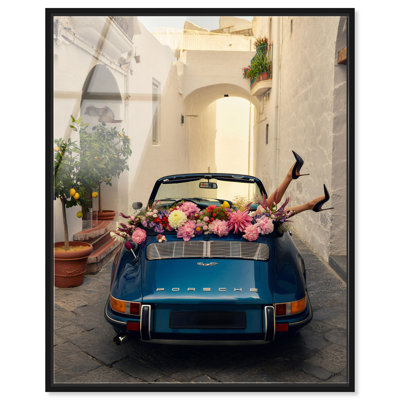 Décoration murale côtière à imprimé acrylique Vintage Car Fantasy IV par Notoriart, cadre noir, H 21 po x l 17 po